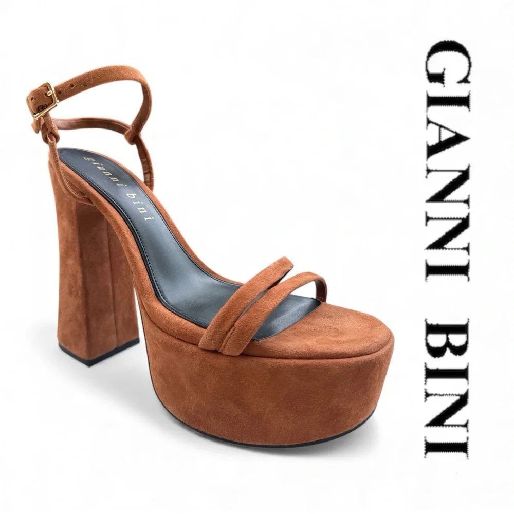Gianni Bini Suede Heeled Sandals Brown NWT Size 10